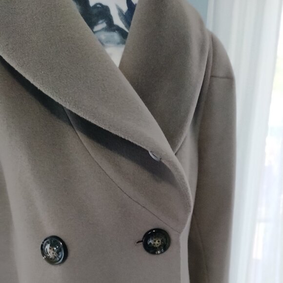 Cinzia Rocca Taupe Shawl-Collar Wool Maxi Coat - Picture 3 of 15